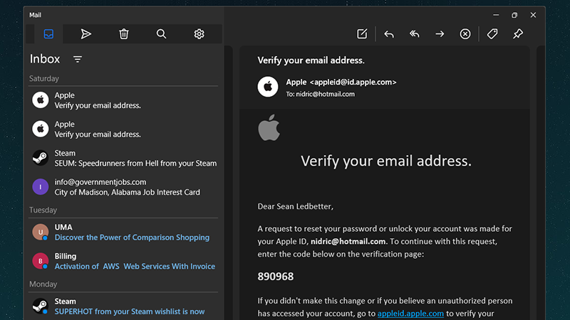 Windows 10 Mail App Concept